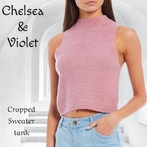 C&V CHELSEA & VIOLET Cable Knit Cropped Sleeveless Sweater Tank NWT/XXL Jr.